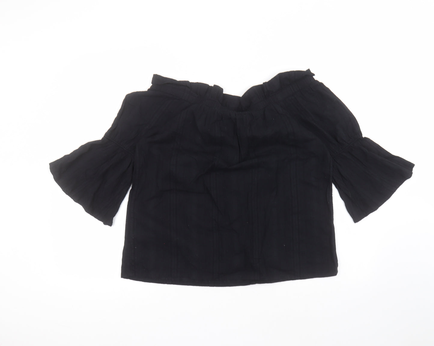 NEXT Womens Black  Cotton Basic T-Shirt Size 12 Round Neck