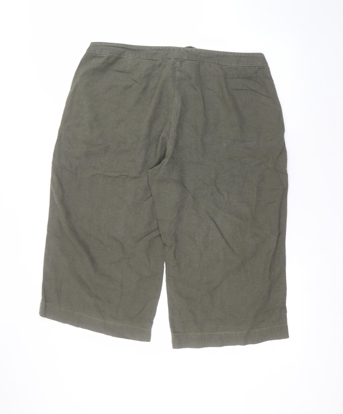 Marks and Spencer Womens Green  Linen Bermuda Shorts Size 18 L18 in Regular