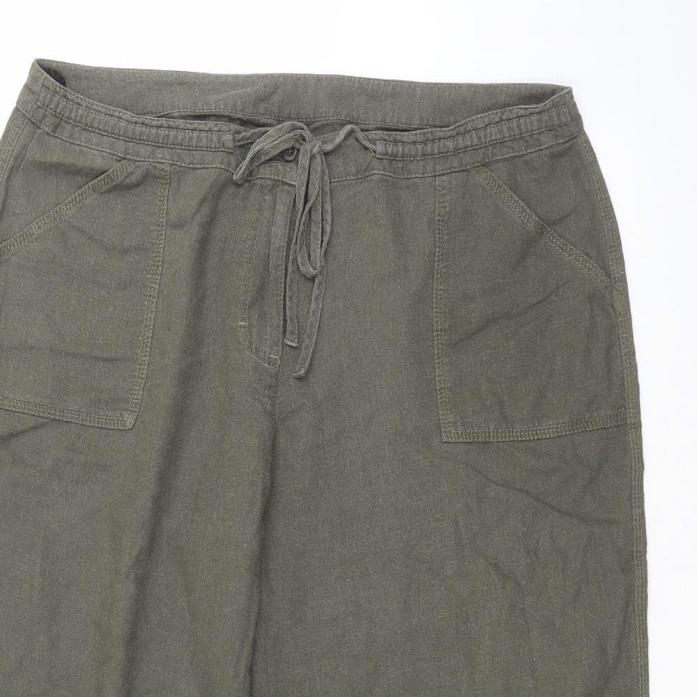 Marks and Spencer Womens Green  Linen Bermuda Shorts Size 18 L18 in Regular