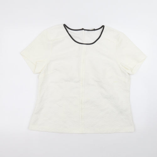 Oasis Womens White  Cotton Basic T-Shirt Size 16 Round Neck