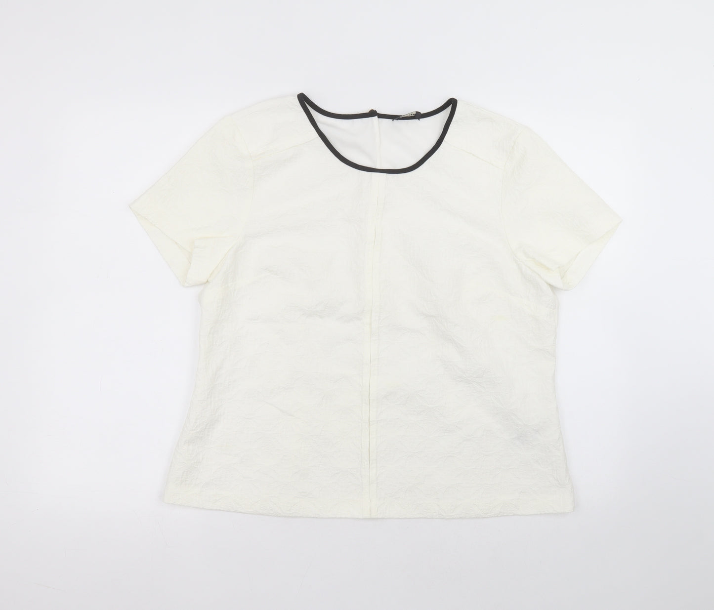 Oasis Womens White  Cotton Basic T-Shirt Size 16 Round Neck