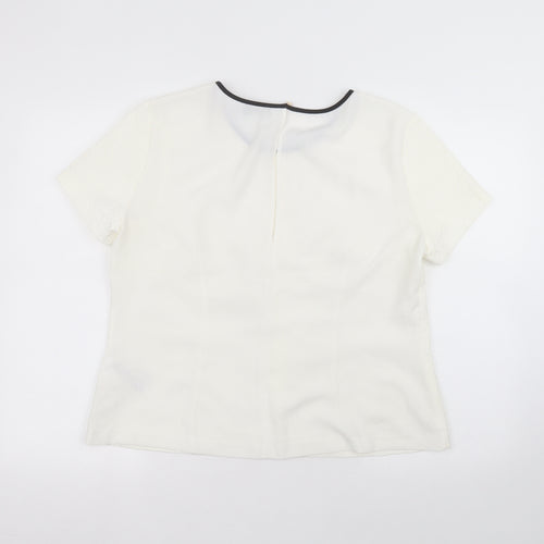 Oasis Womens White  Cotton Basic T-Shirt Size 16 Round Neck