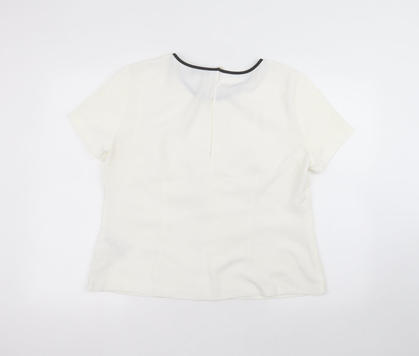 Oasis Womens White  Cotton Basic T-Shirt Size 16 Round Neck