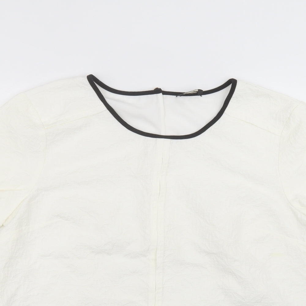 Oasis Womens White  Cotton Basic T-Shirt Size 16 Round Neck