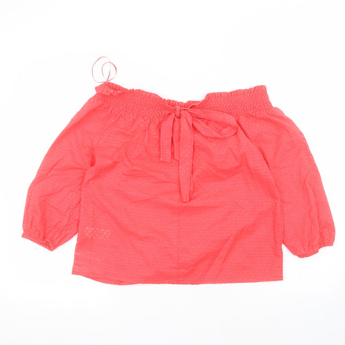 Primark Womens Red  Cotton Basic Blouse Size 14 Round Neck