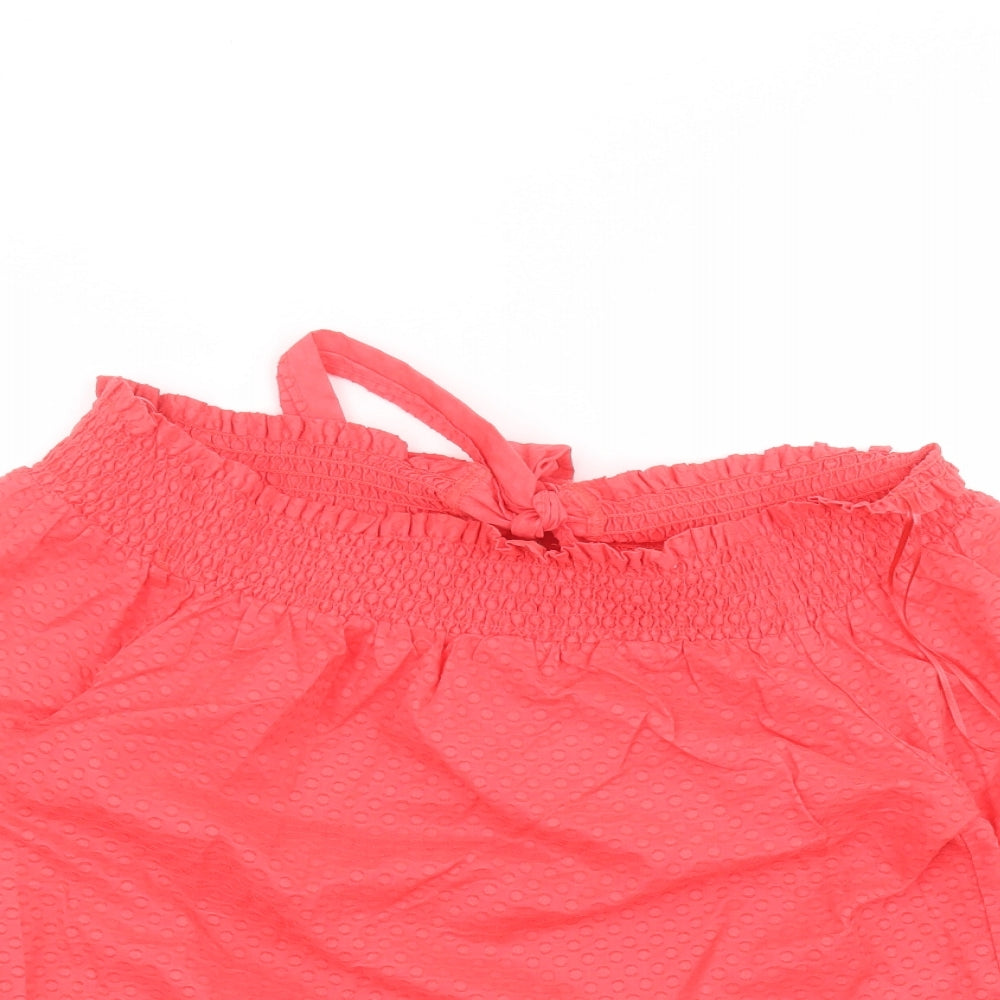 Primark Womens Red  Cotton Basic Blouse Size 14 Round Neck