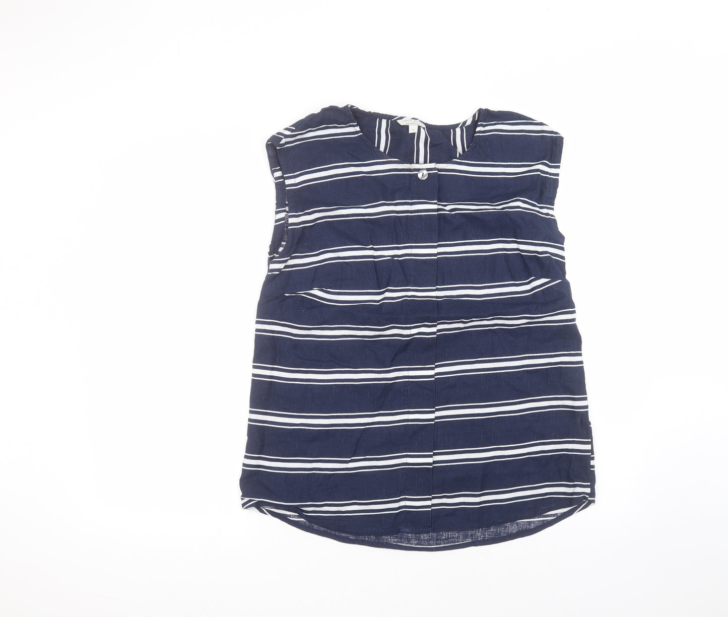 Monsoon Womens Blue Striped Cotton Basic T-Shirt Size M Round Neck