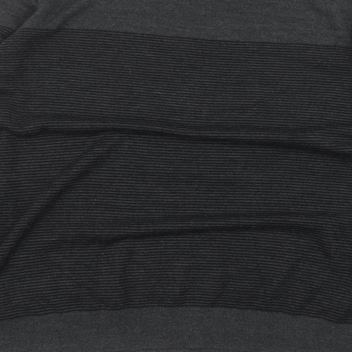 F&F Mens Black Round Neck Striped Acrylic Pullover Jumper Size 3XL