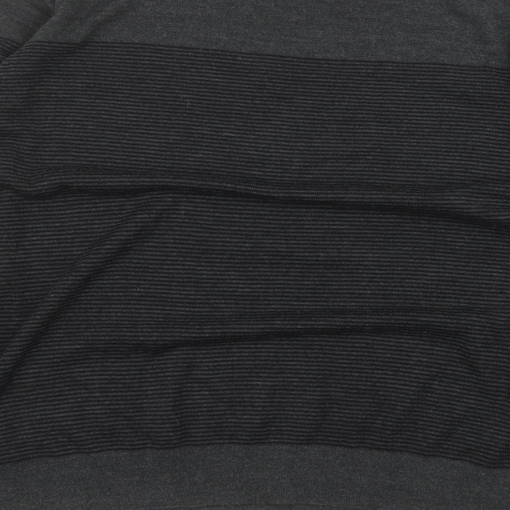 F&F Mens Black Round Neck Striped Acrylic Pullover Jumper Size 3XL