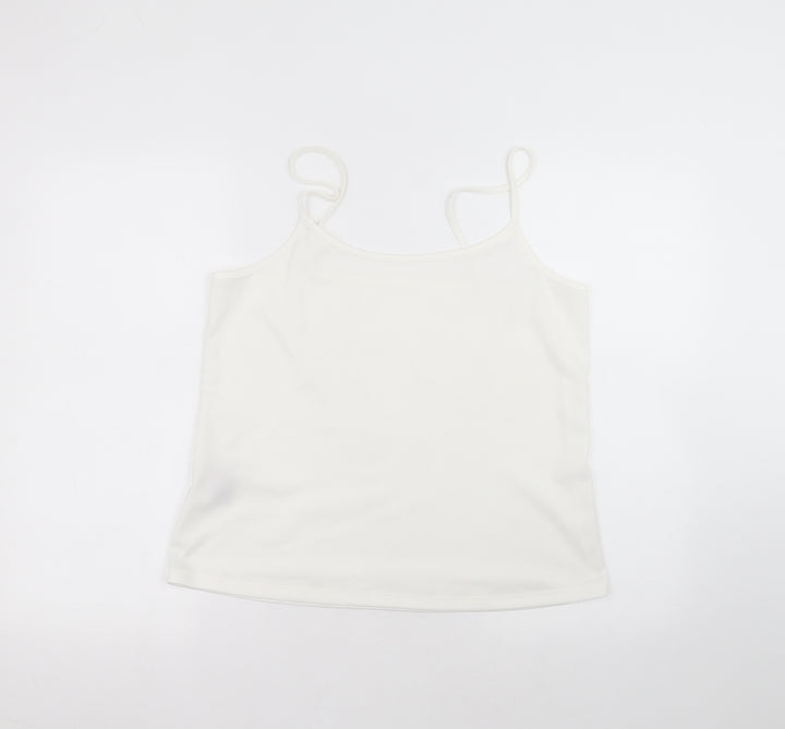Matalan Womens White Polyester Basic T-Shirt Size 16 Round Neck