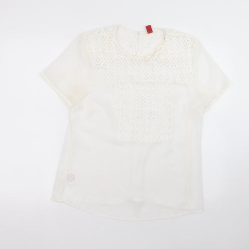 falmer Womens White  Polyester Basic T-Shirt Size 16 Round Neck