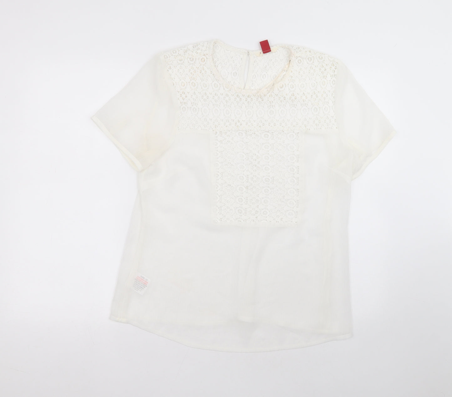 falmer Womens White  Polyester Basic T-Shirt Size 16 Round Neck