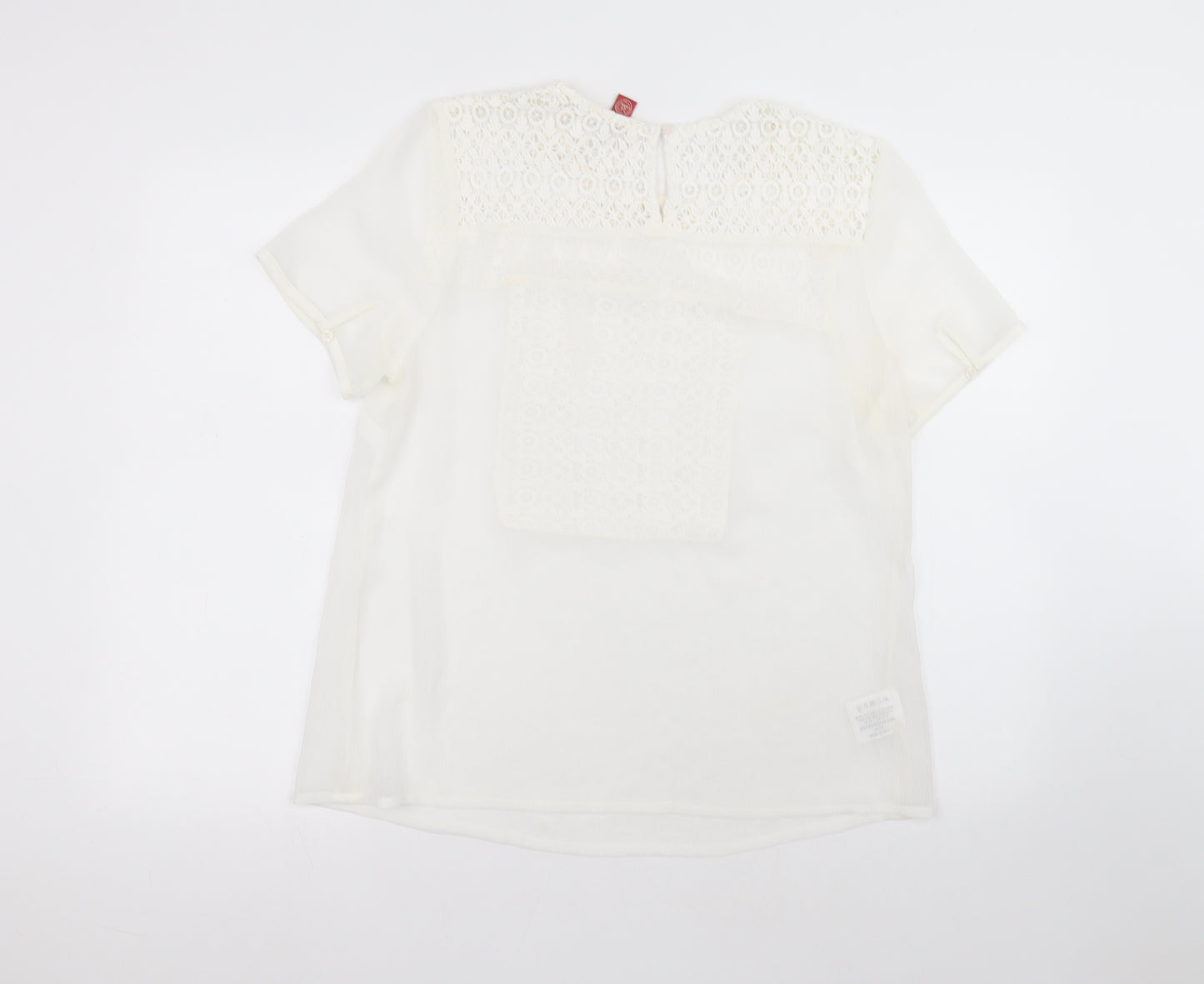 falmer Womens White  Polyester Basic T-Shirt Size 16 Round Neck