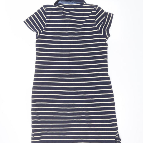 Matalan Womens Blue Striped Cotton T-Shirt Dress  Size 14  Collared