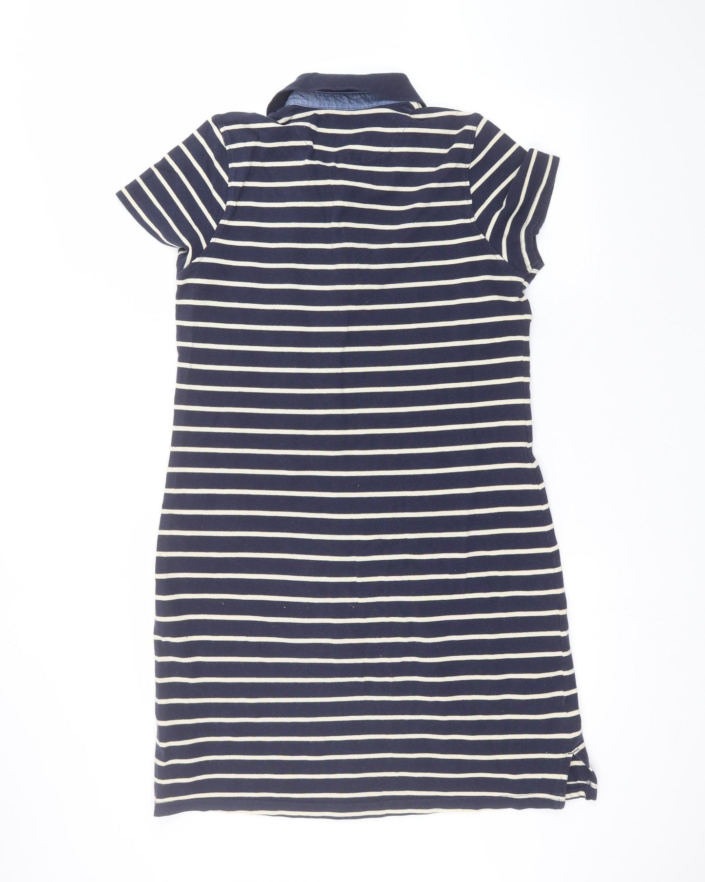 Matalan Womens Blue Striped Cotton T-Shirt Dress  Size 14  Collared