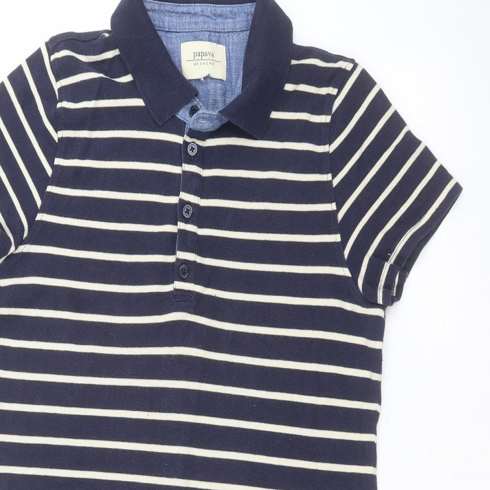 Matalan Womens Blue Striped Cotton T-Shirt Dress  Size 14  Collared