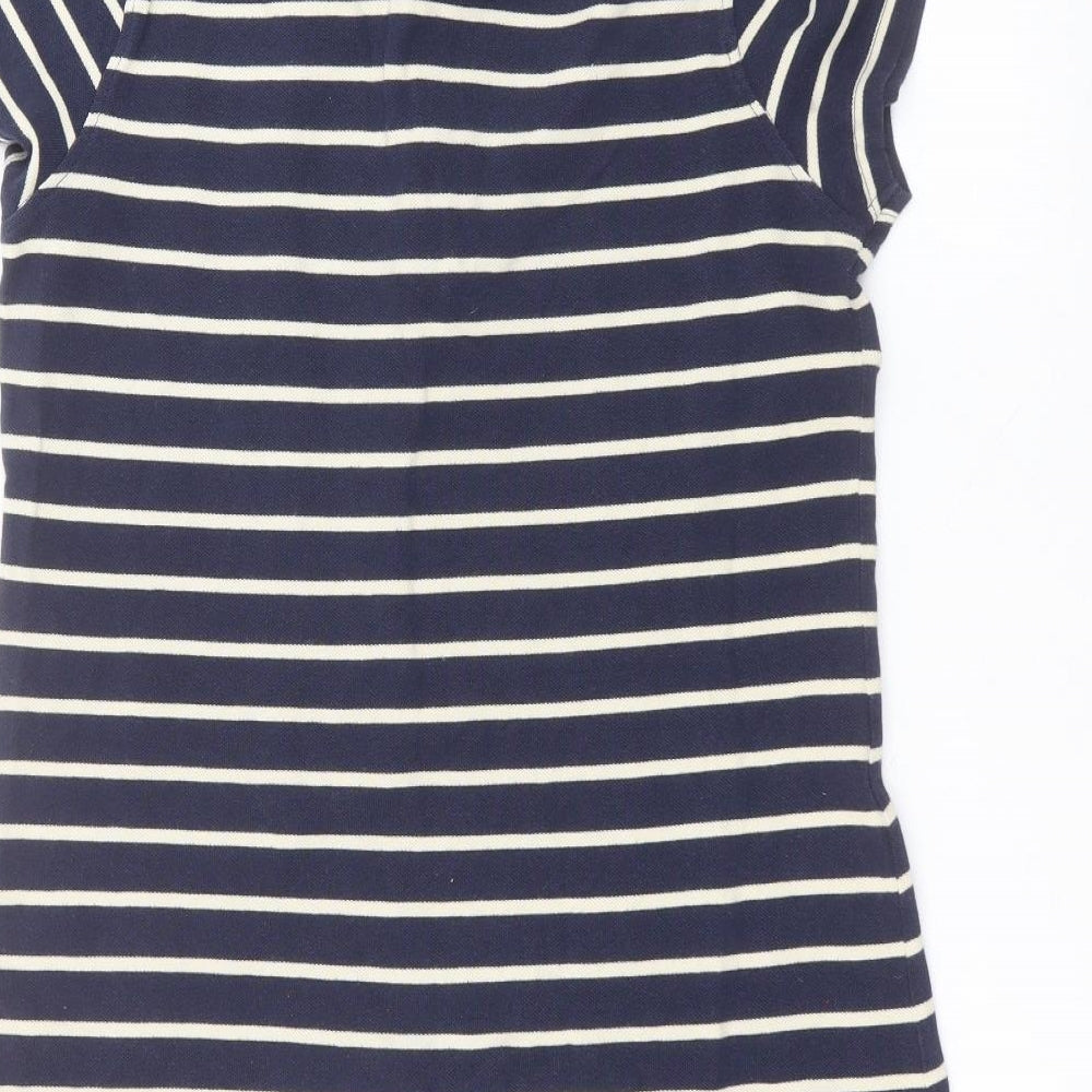 Matalan Womens Blue Striped Cotton T-Shirt Dress  Size 14  Collared