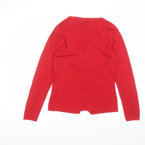 Talisa Womens Red Round Neck  Viscose Cardigan Jumper Size M