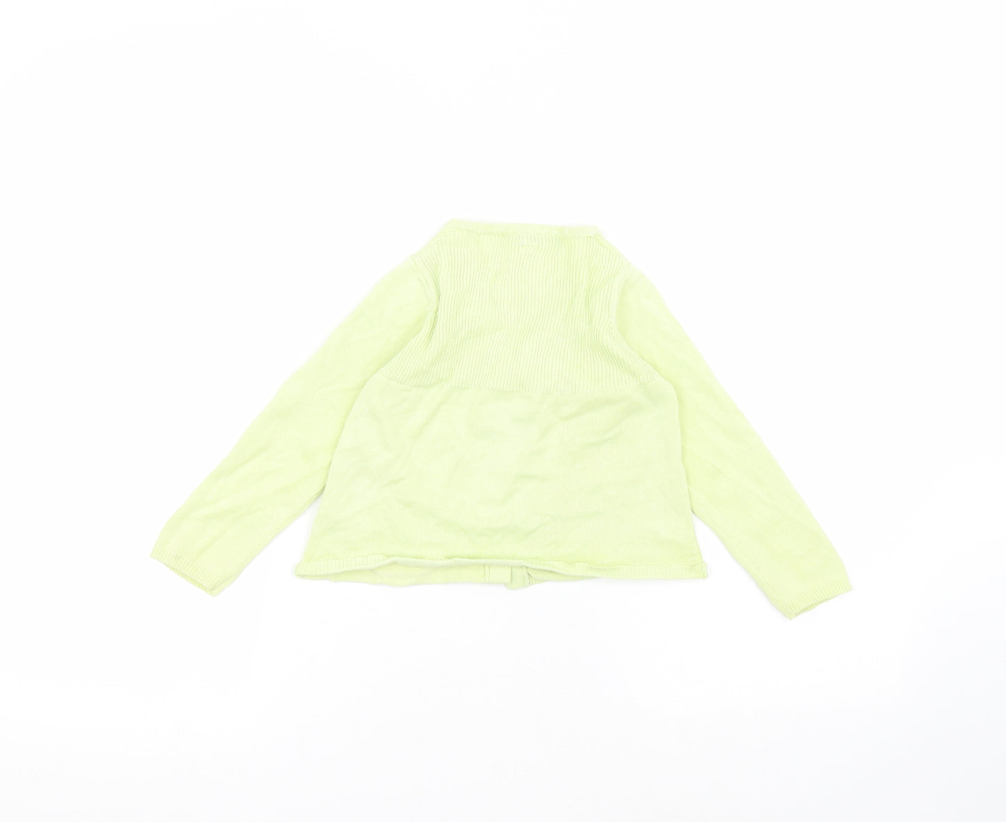 Marks and Spencer Girls Green Round Neck  Cotton Cardigan Jumper Size 2-3 Years