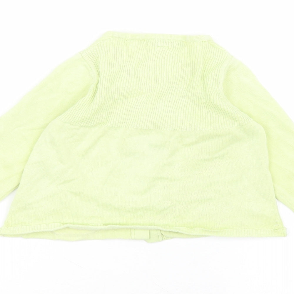 Marks and Spencer Girls Green Round Neck  Cotton Cardigan Jumper Size 2-3 Years
