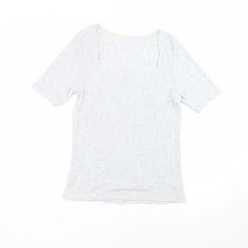 Marks and Spencer Womens Grey  Viscose Basic T-Shirt Size 14 Round Neck