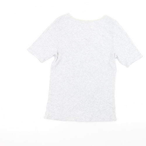 Marks and Spencer Womens Grey  Viscose Basic T-Shirt Size 14 Round Neck