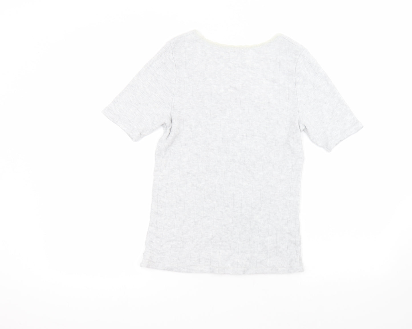 Marks and Spencer Womens Grey  Viscose Basic T-Shirt Size 14 Round Neck