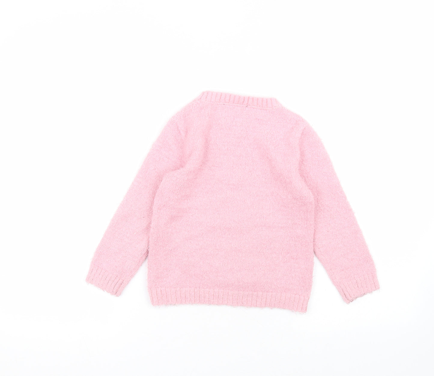 George Girls Pink Round Neck  Polyester Pullover Jumper Size 3-4 Years   - unicorn