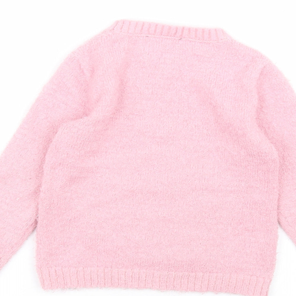 George Girls Pink Round Neck  Polyester Pullover Jumper Size 3-4 Years   - unicorn