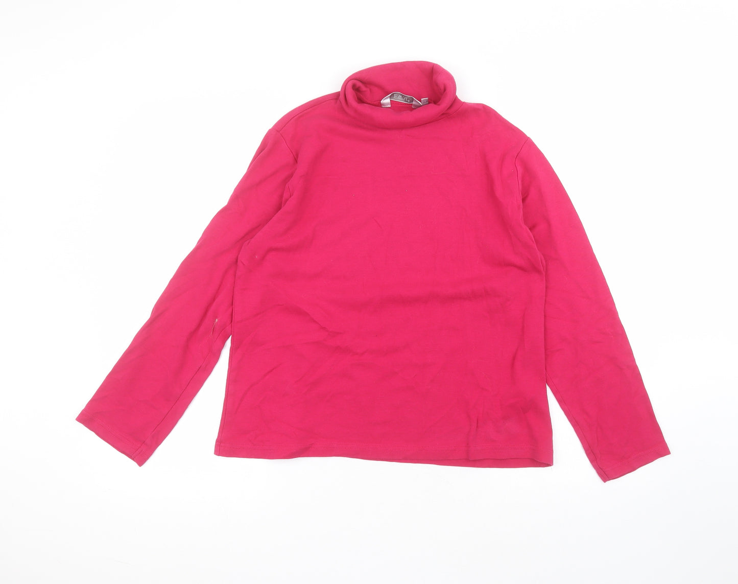 EWM Womens Pink  Cotton Basic T-Shirt Size L Roll Neck