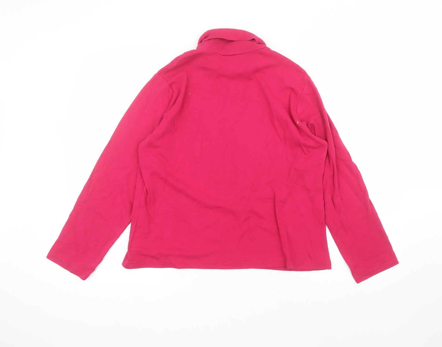 EWM Womens Pink  Cotton Basic T-Shirt Size L Roll Neck