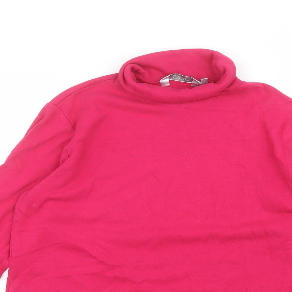 EWM Womens Pink  Cotton Basic T-Shirt Size L Roll Neck