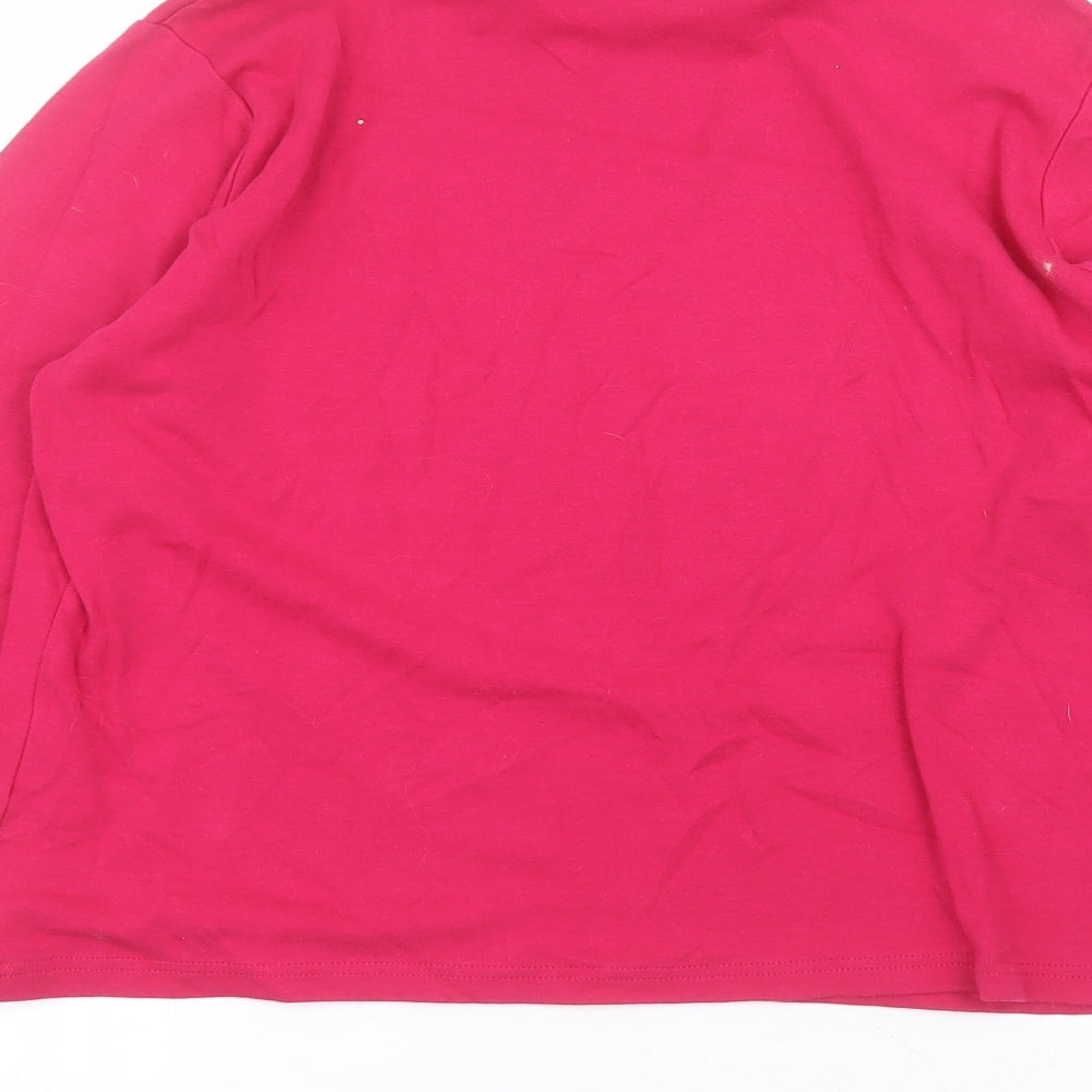 EWM Womens Pink  Cotton Basic T-Shirt Size L Roll Neck
