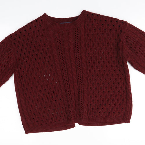 Marks and Spencer Womens Red Round Neck  Acrylic Pullover Jumper Size 14