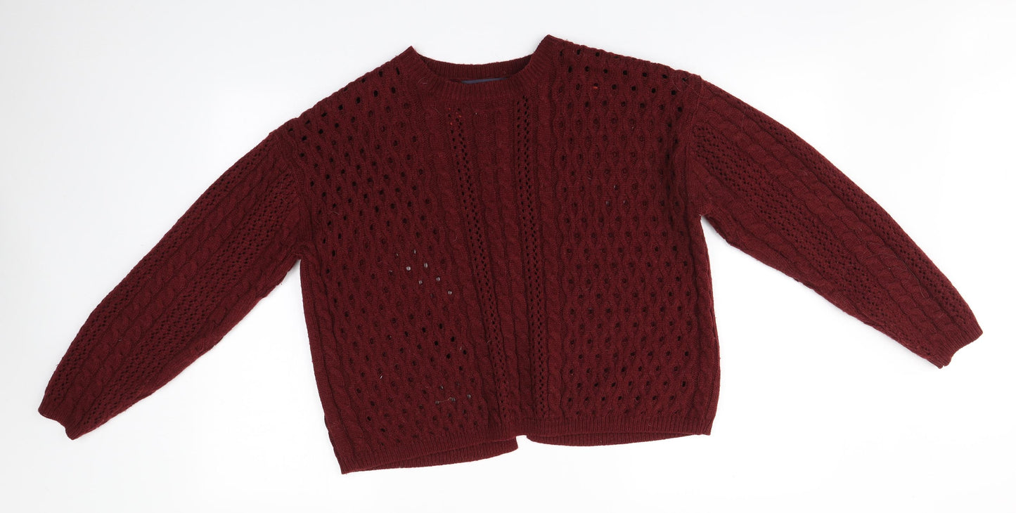 Marks and Spencer Womens Red Round Neck  Acrylic Pullover Jumper Size 14