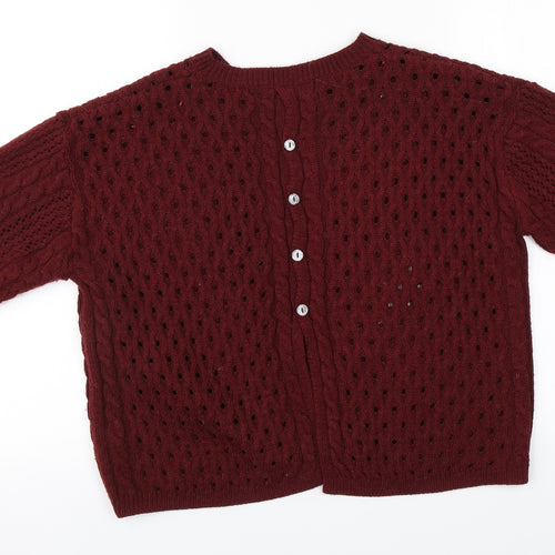 Marks and Spencer Womens Red Round Neck  Acrylic Pullover Jumper Size 14