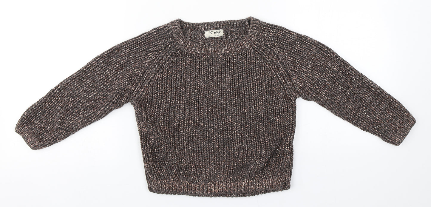 NEXT Girls Gold Round Neck  Cotton Pullover Jumper Size 6 Years