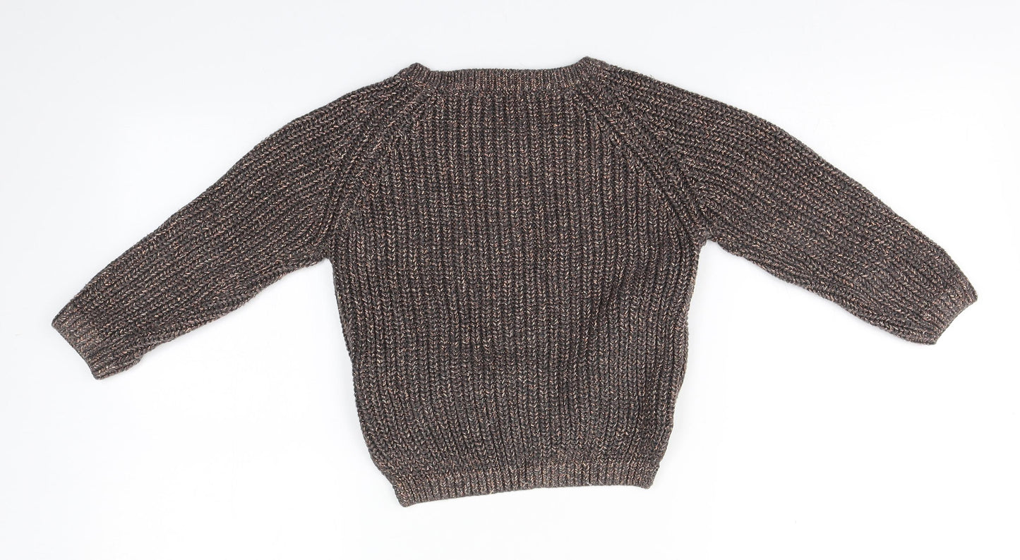 NEXT Girls Gold Round Neck  Cotton Pullover Jumper Size 6 Years