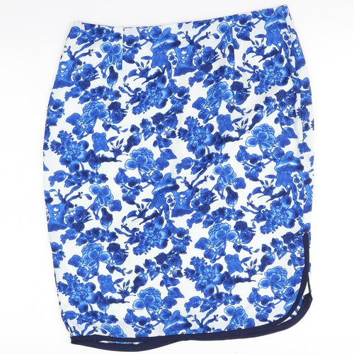 South Womens Blue Floral Polyester Straight & Pencil Skirt Size 14