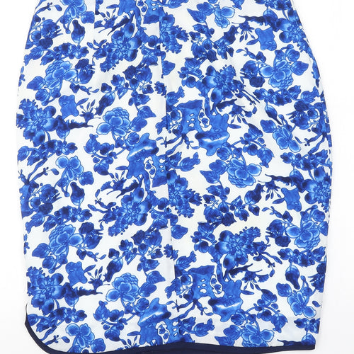 South Womens Blue Floral Polyester Straight & Pencil Skirt Size 14