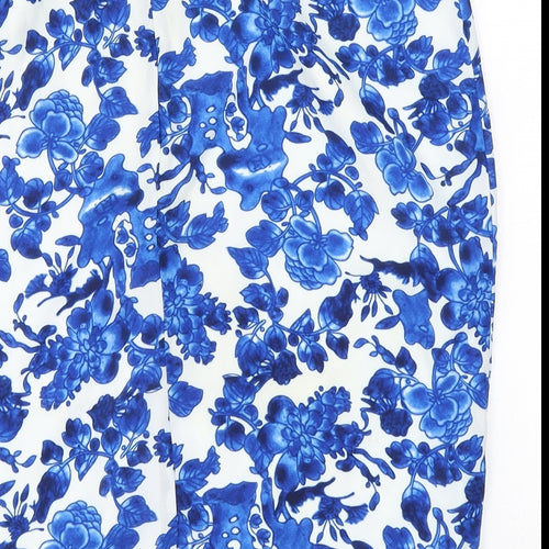 South Womens Blue Floral Polyester Straight & Pencil Skirt Size 14