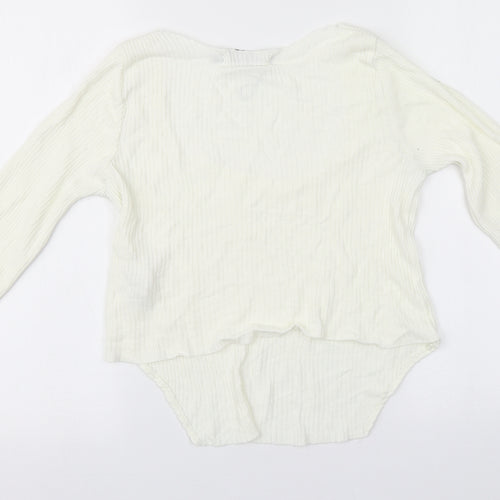Missguided Womens White Round Neck  Acrylic Pullover Jumper Size 12