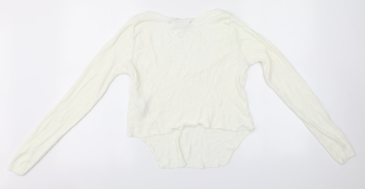 Missguided Womens White Round Neck  Acrylic Pullover Jumper Size 12
