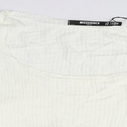 Missguided Womens White Round Neck  Acrylic Pullover Jumper Size 12