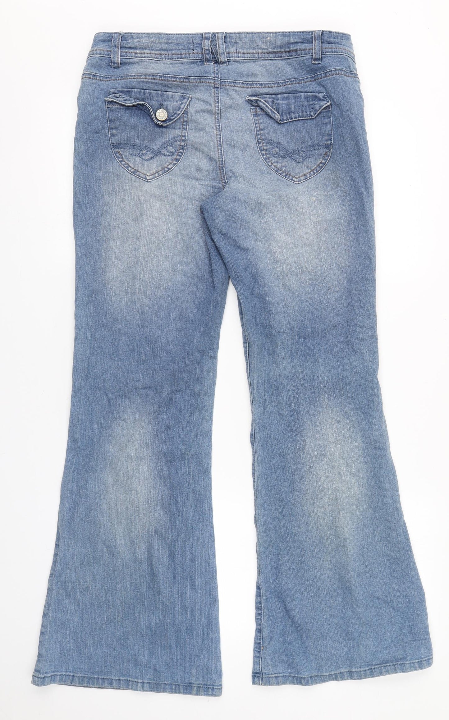 Denim 24/7 Womens Blue  Cotton Flared Jeans Size 12 L30 in Regular