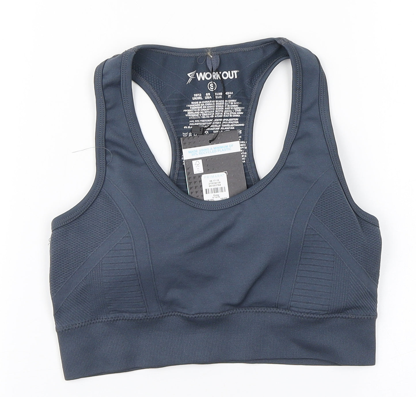 Primark Womens Grey  Polyester Basic Tank Size 10 Round Neck