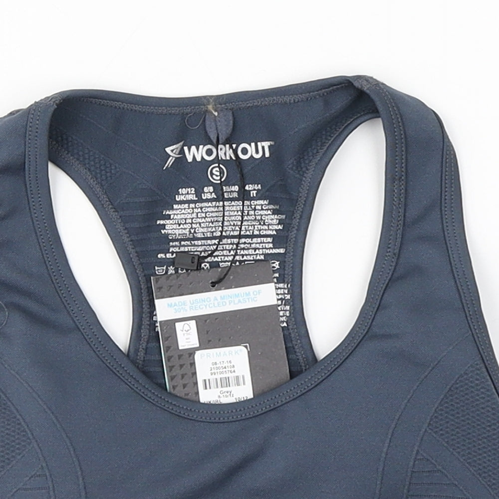 Primark Womens Grey  Polyester Basic Tank Size 10 Round Neck