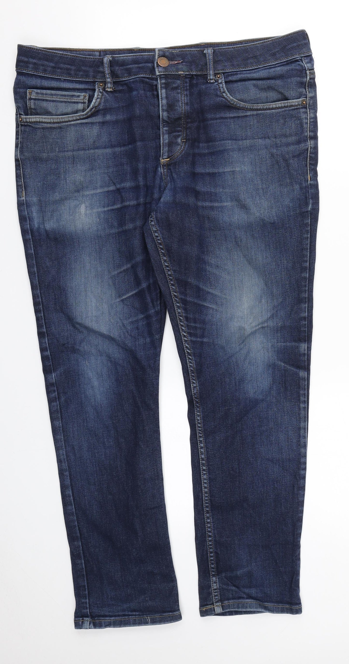 River Island Womens Blue  Cotton Straight Jeans Size 34 in L26 in Regular