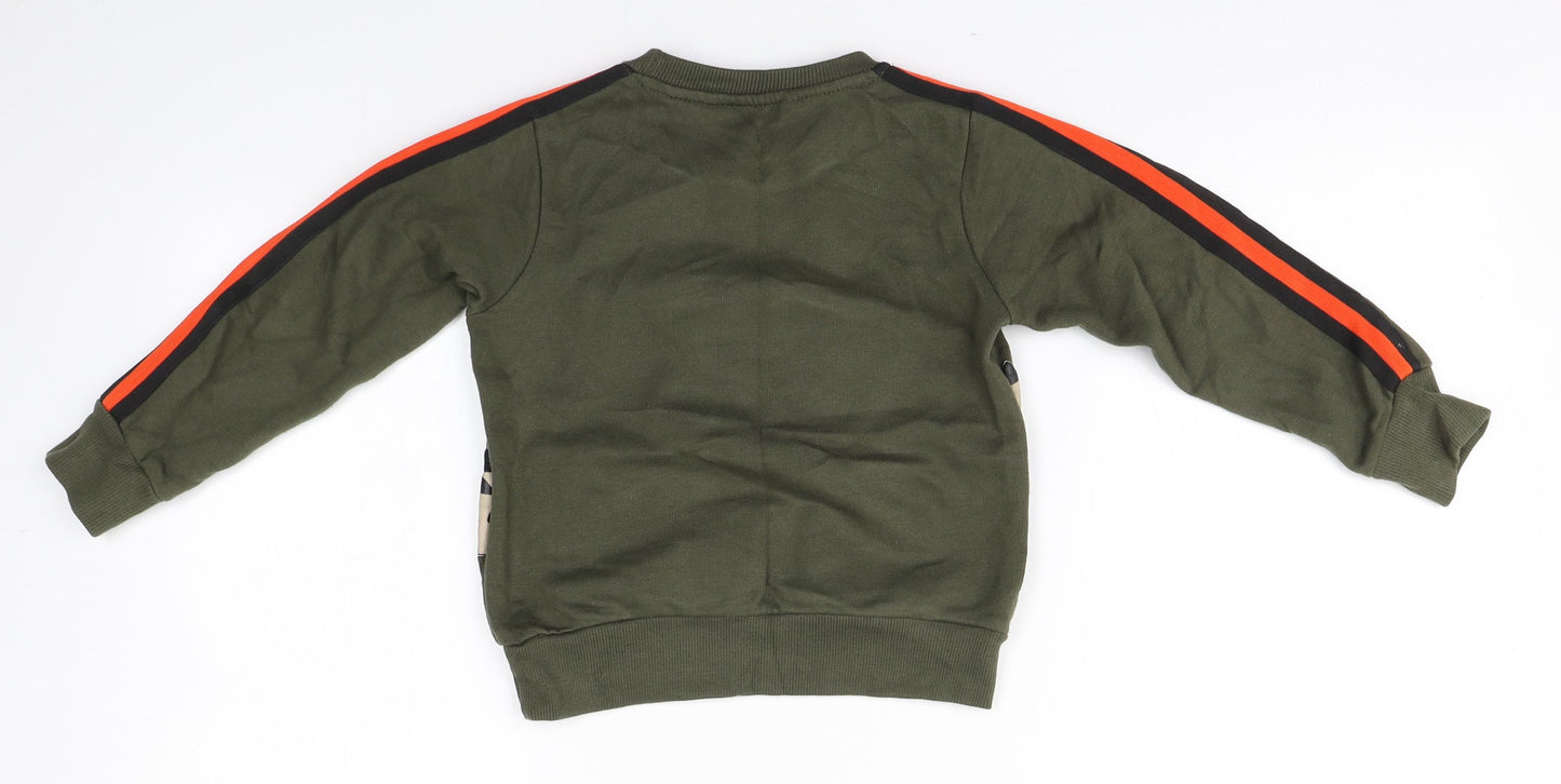 POP&Co Boys Green Roll Neck  Cotton Pullover Jumper Size 4-5 Years   - Alligator