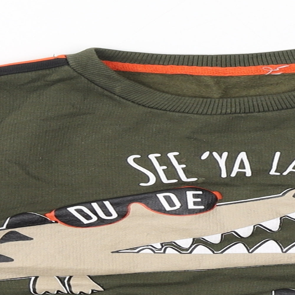 POP&Co Boys Green Roll Neck  Cotton Pullover Jumper Size 4-5 Years   - Alligator